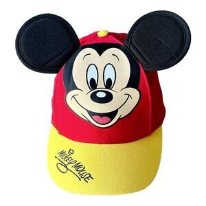 Disney Parks Mickey Mouse Snapback Hat with Ears Youth Kids Red Yellow Black EUC